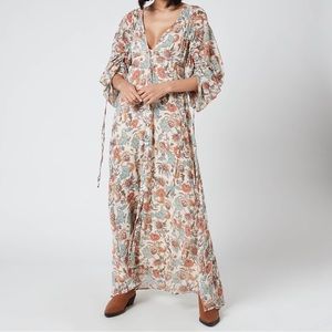 Free People Earth Folk Maxi Dress Tea Combo